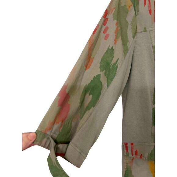 CHICO’S ZENERGY NWT Ikat Print Olive Green & Khaki Utility Jacket Size 3 (16-18) - Picture 9 of 15